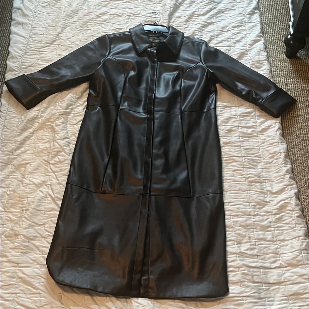 Chic Black Faux Leather Midi Dress